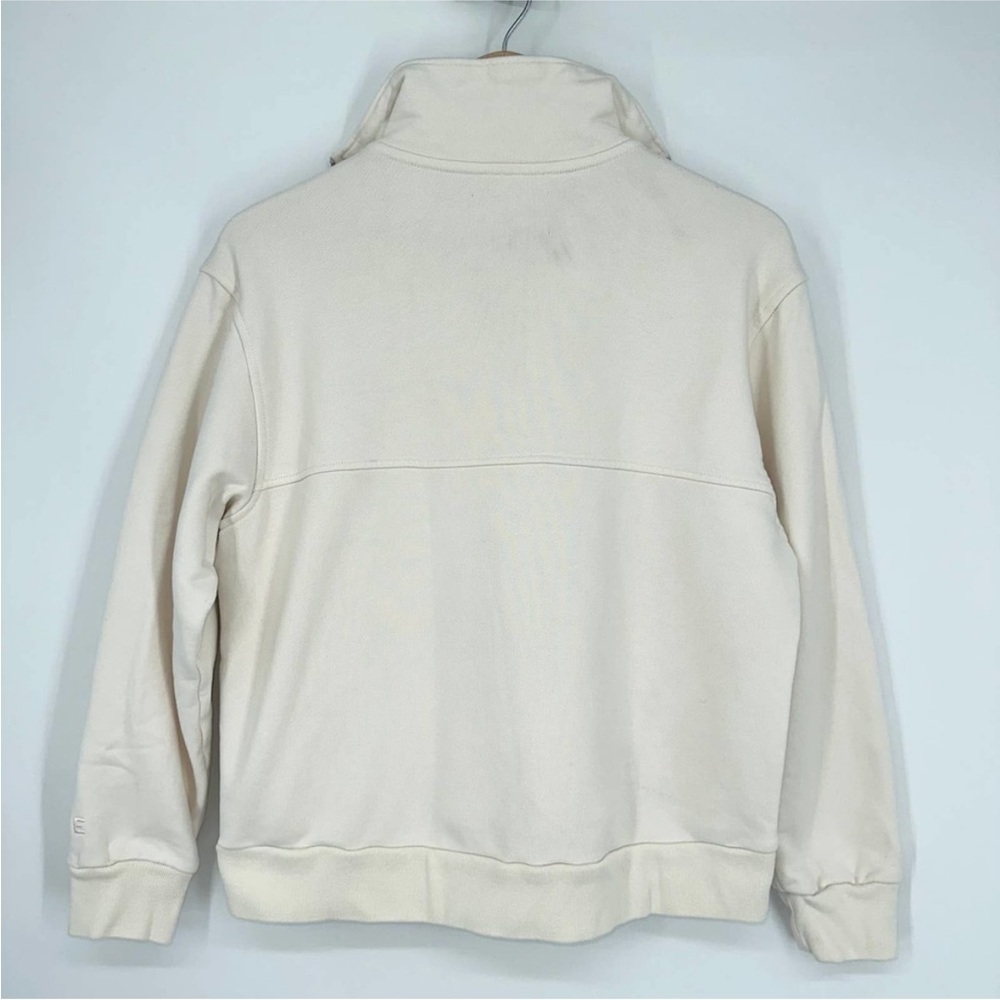 EVERLANE Track Half Zip Organic Cotton Sweatshirt Pullover Bone White - Picture 8 of 12